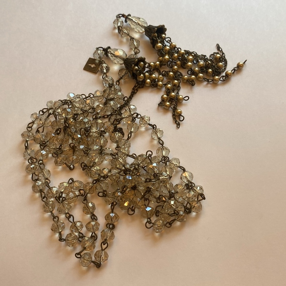 Czech glass + Swarovski Crystal cincture w/ traditional beaded tassels - Picture 11 of 16